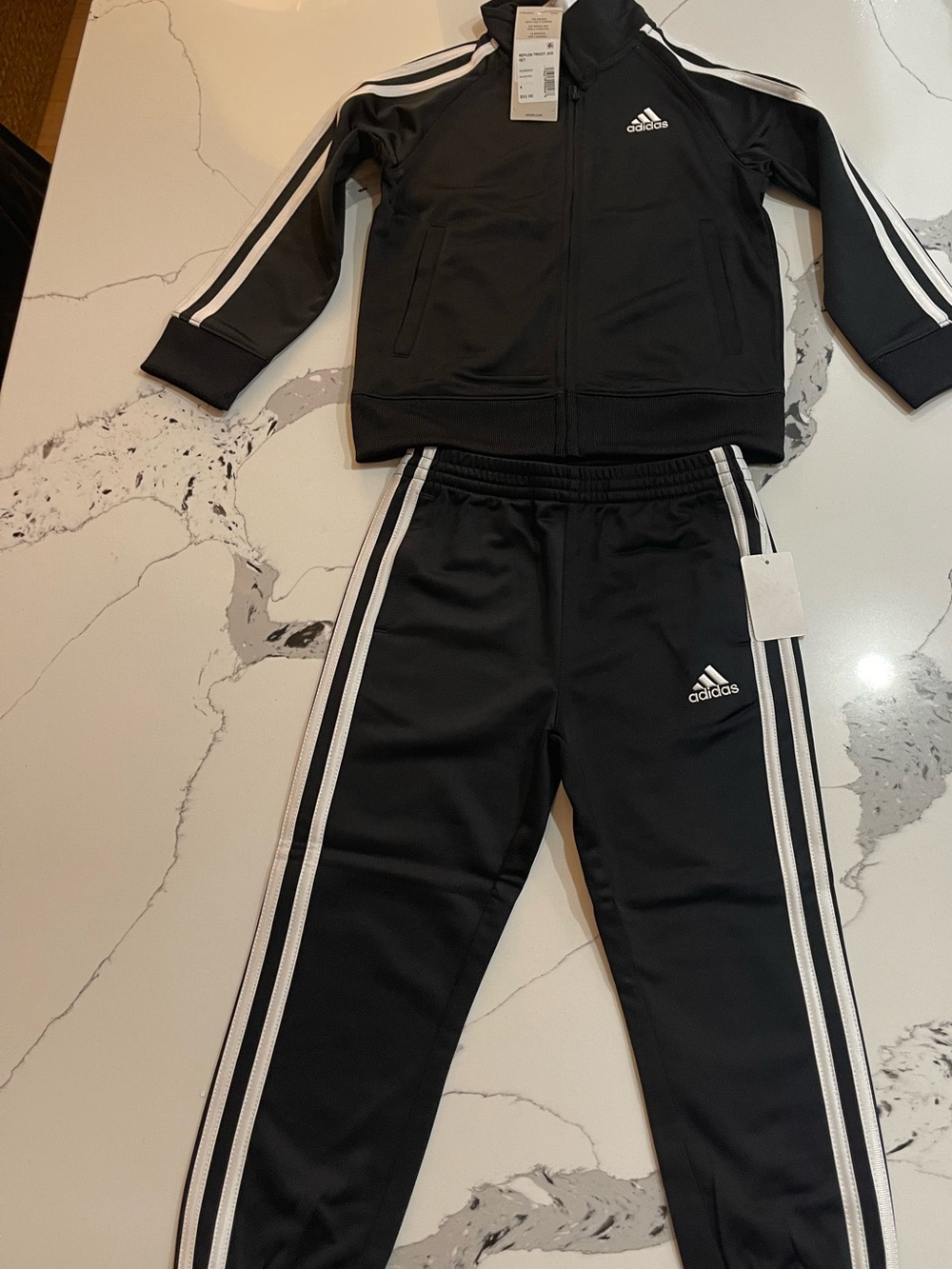 adidas boys 4T two piece Black Track Jacket with White Three-Stripe Detail